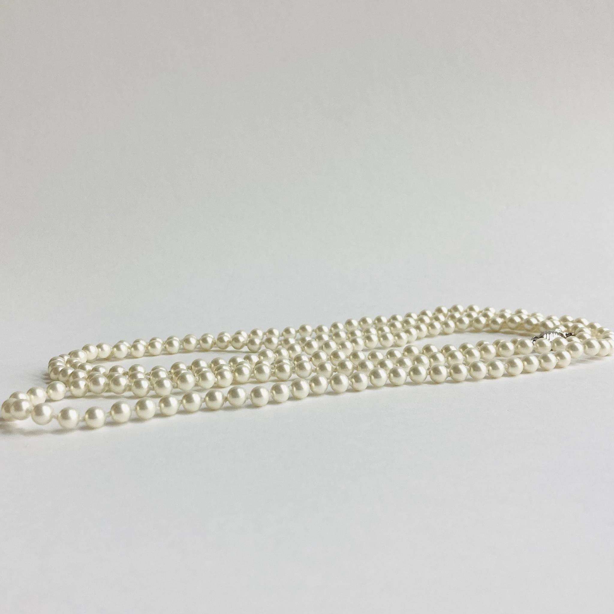 ガラスベビーパール3Wayオールノットロングネックレス/L5mm約123cm/オフホワイト/R/made in ja