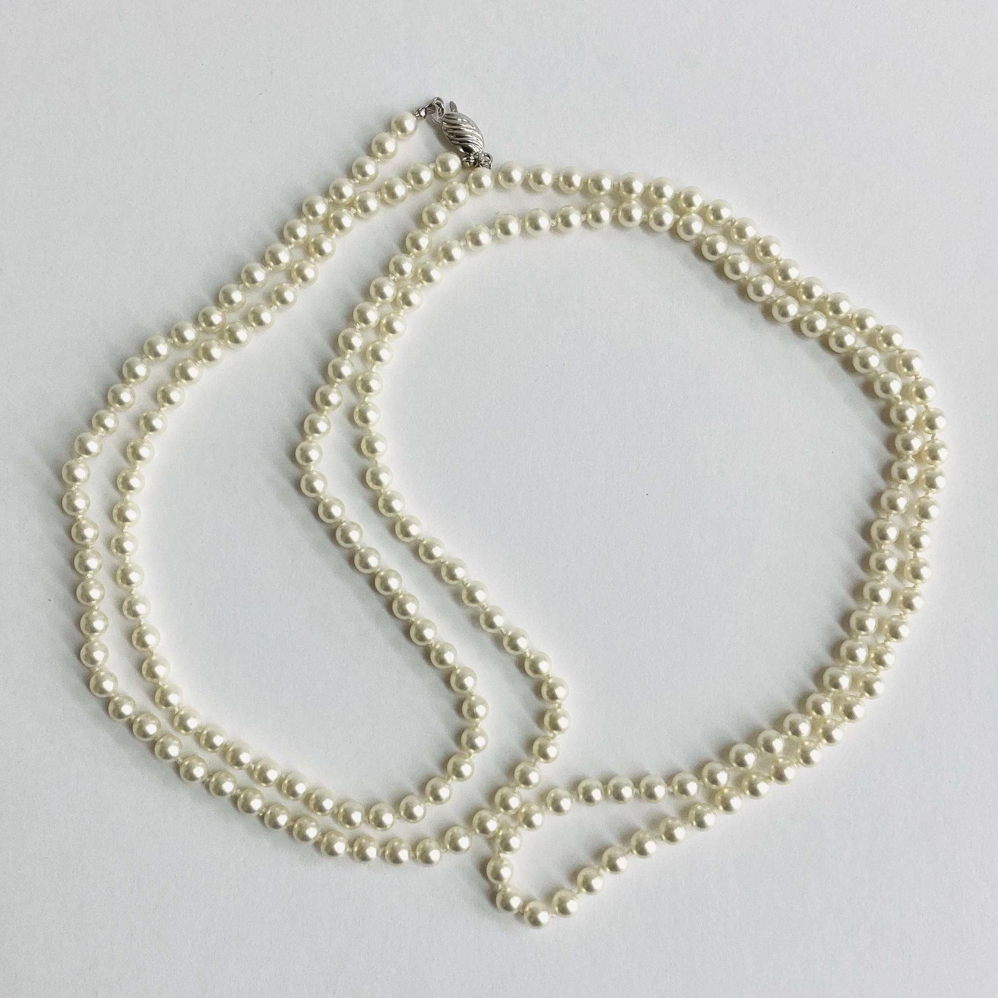 ガラスベビーパール3Wayオールノットロングネックレス/L5mm約123cm/オフホワイト/R/made in ja | 2枚目