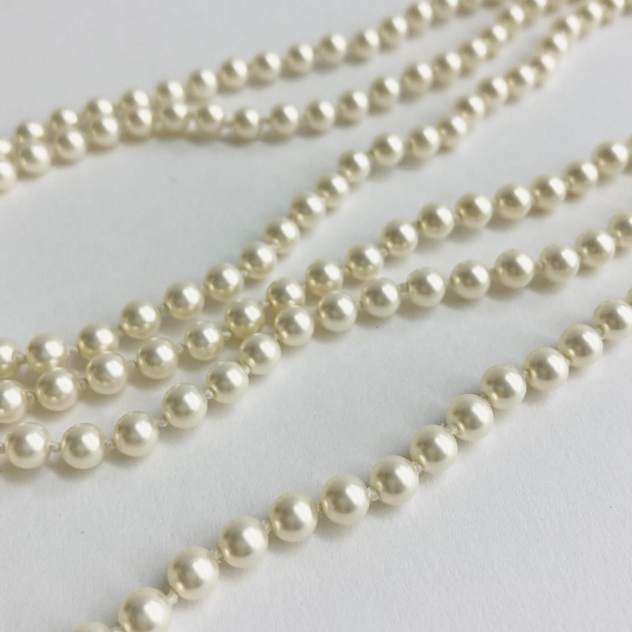 ガラスベビーパール3Wayオールノットロングネックレス/L5mm約123cm/オフホワイト/R/made in ja | 4枚目