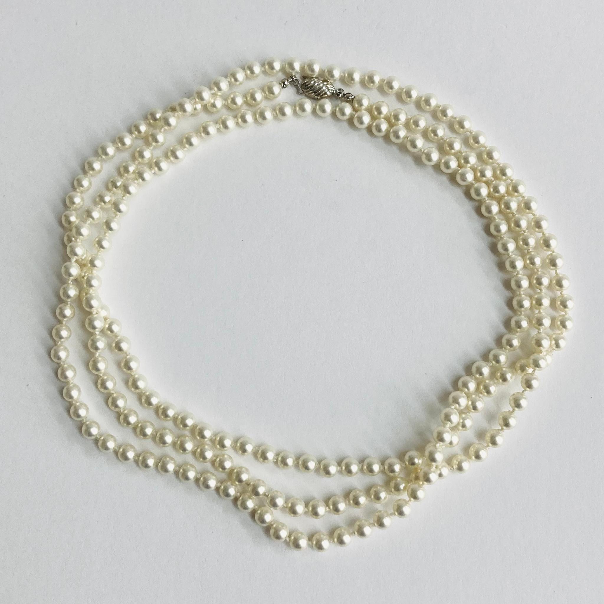 ガラスベビーパール3Wayオールノットロングネックレス/L5mm約123cm/オフホワイト/R/made in ja | 5枚目