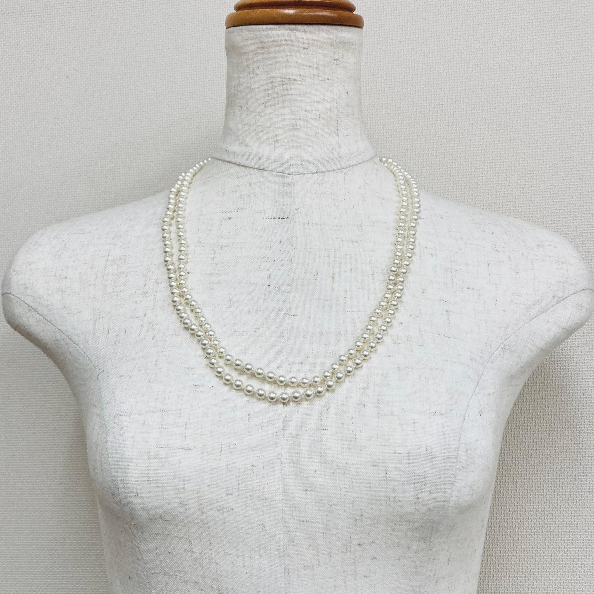 ガラスベビーパール3Wayオールノットロングネックレス/L5mm約123cm/オフホワイト/R/made in ja | 8枚目