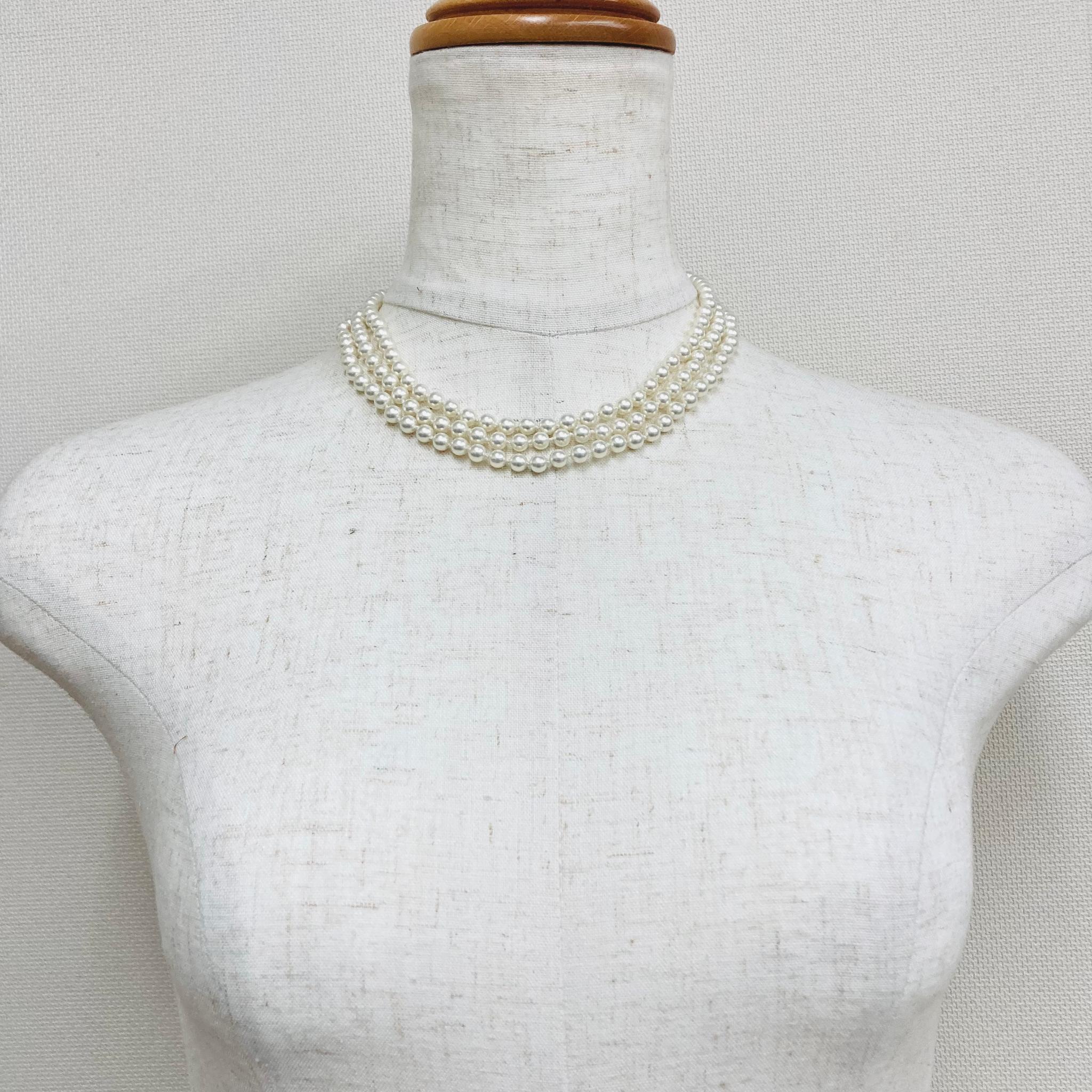 ガラスベビーパール3Wayオールノットロングネックレス/L5mm約123cm/オフホワイト/R/made in ja | 9枚目