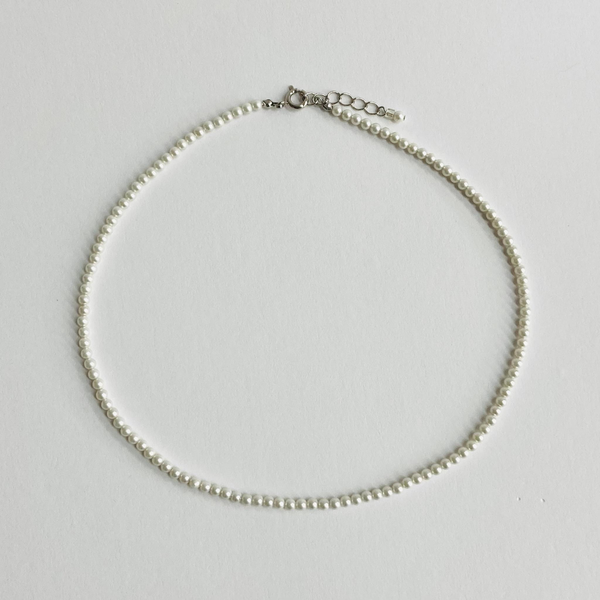 貝ベビーパールショートネックレス/約3mm約38cm/ホワイトピンク/R/made in japan | 2枚目