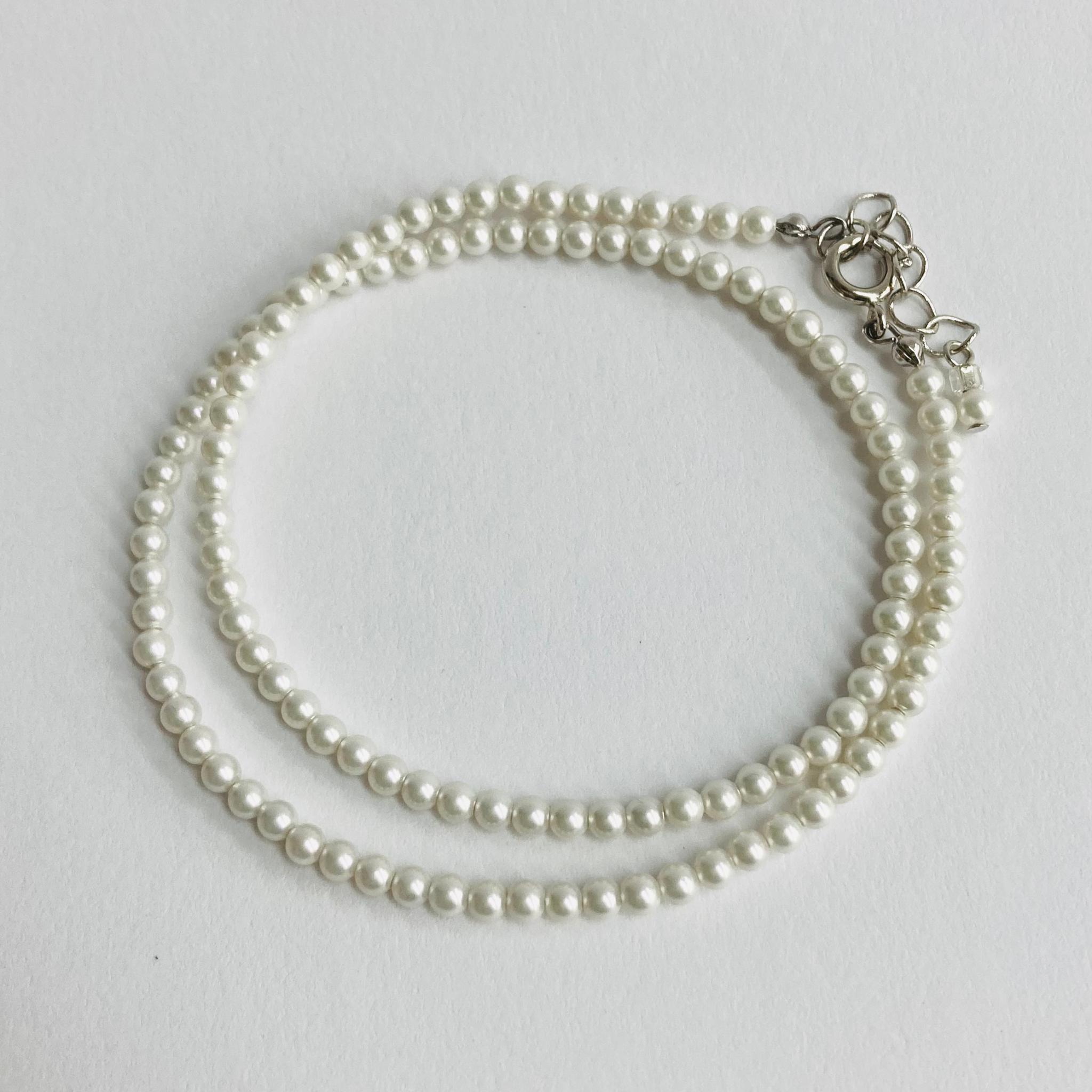 貝ベビーパールショートネックレス/約3mm約38cm/ホワイトピンク/R/made in japan | 4枚目