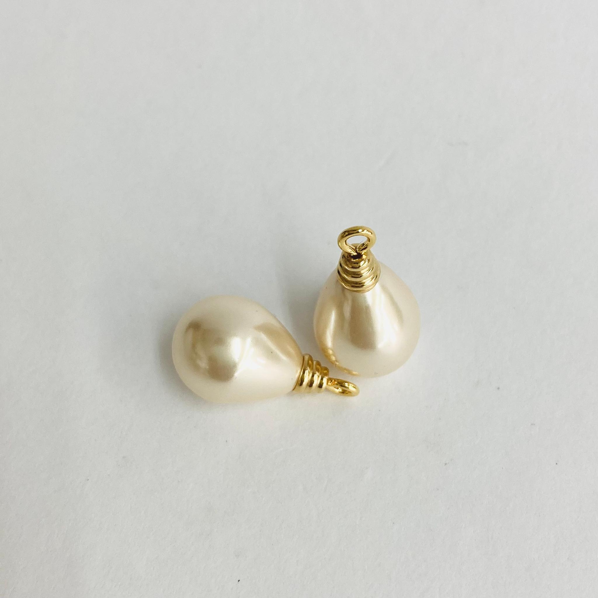 樹脂しずくパール/ヒートン付/約11x19mm/ホワイトベージュ/2ヶ入/made in japan | 3枚目