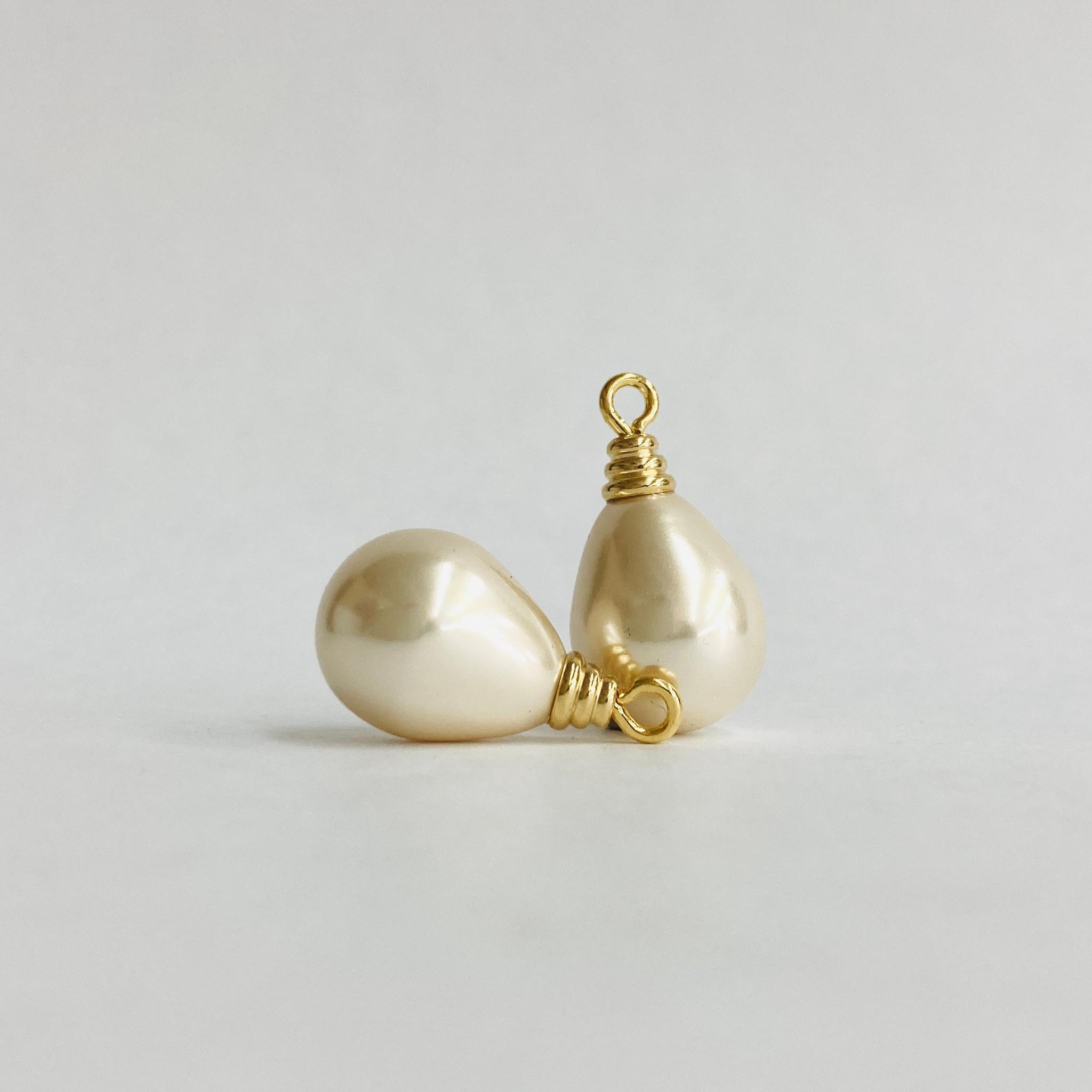 樹脂しずくパール/ヒートン付/約11x19mm/ホワイトベージュ/2ヶ入/made in japan | 4枚目