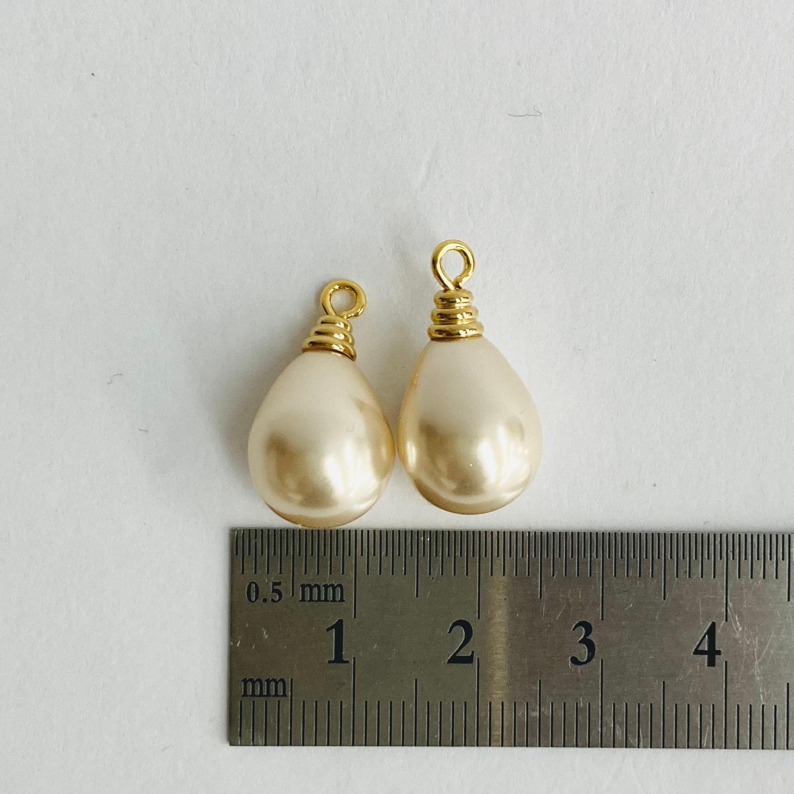 樹脂しずくパール/ヒートン付/約11x19mm/ホワイトベージュ/2ヶ入/made in japan | 5枚目