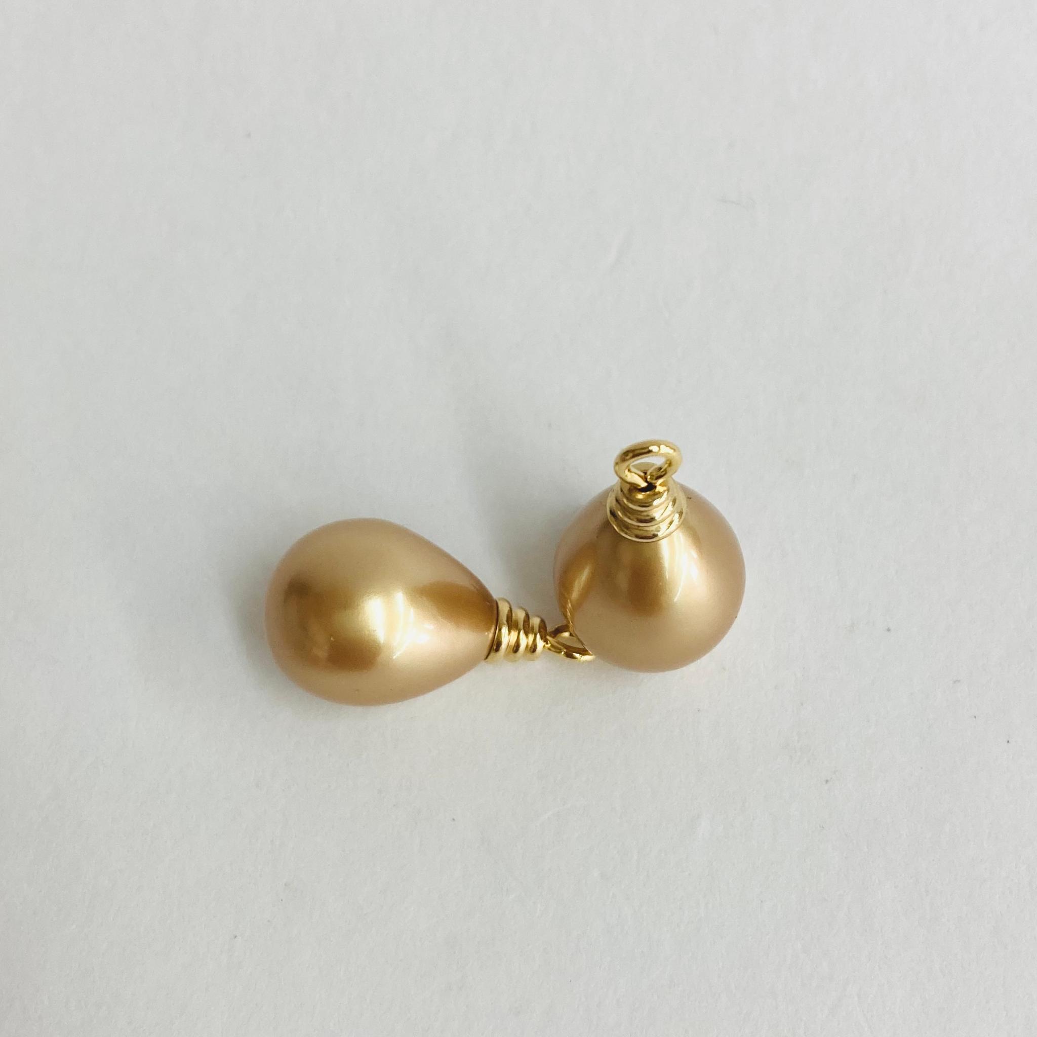 樹脂しずくパール/ヒートン付/約11x19mm/ブラウンゴールド/2ヶ入/made in japan | 3枚目