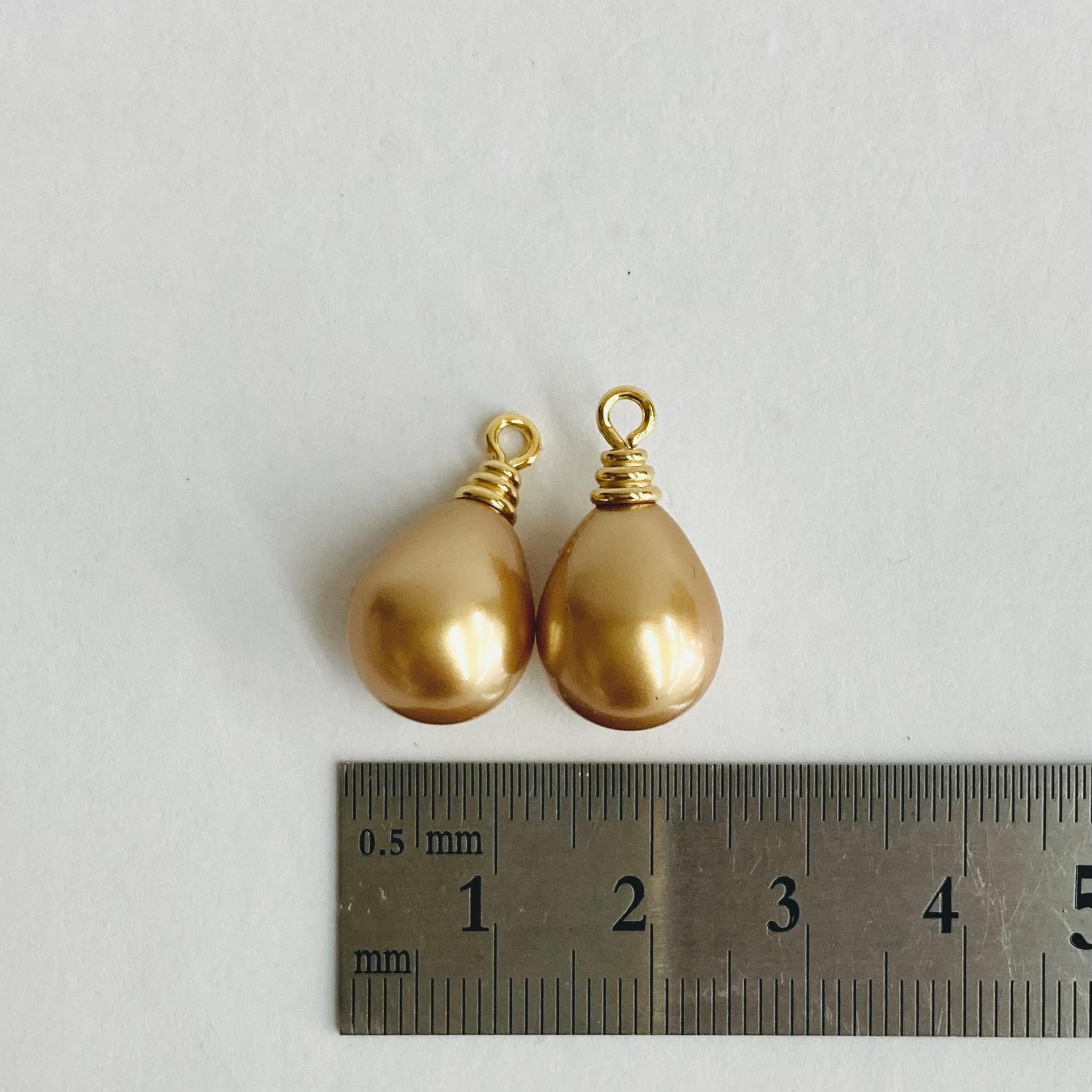 樹脂しずくパール/ヒートン付/約11x19mm/ブラウンゴールド/2ヶ入/made in japan | 6枚目