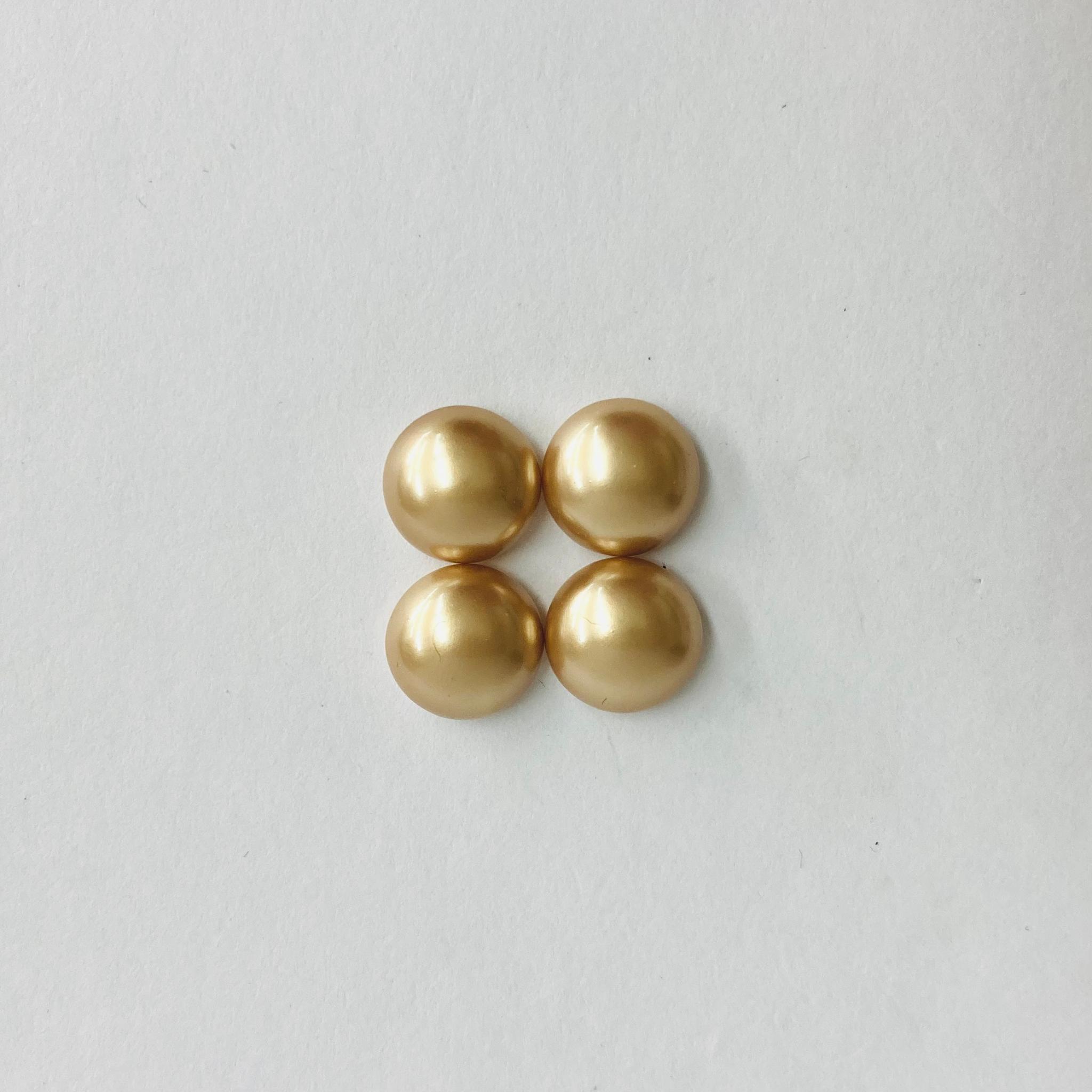 樹脂ボタンカボションパール/約9mm/ブラウンゴールド/4ヶ入/made in japan