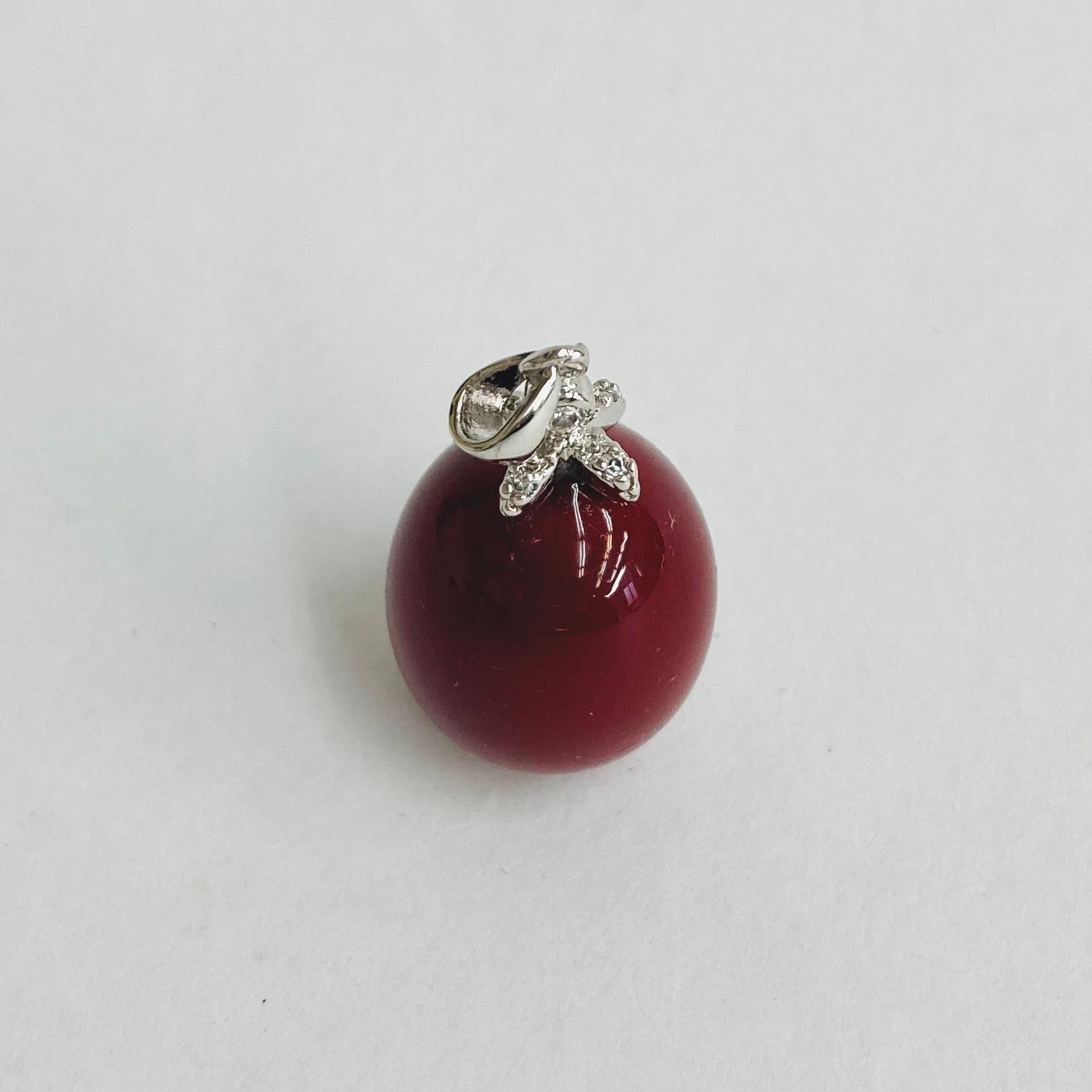 ガラスドロップビーズ片穴/デザインヒートン付/約18x35mm/RED/1ヶ入/made in japan | 4枚目