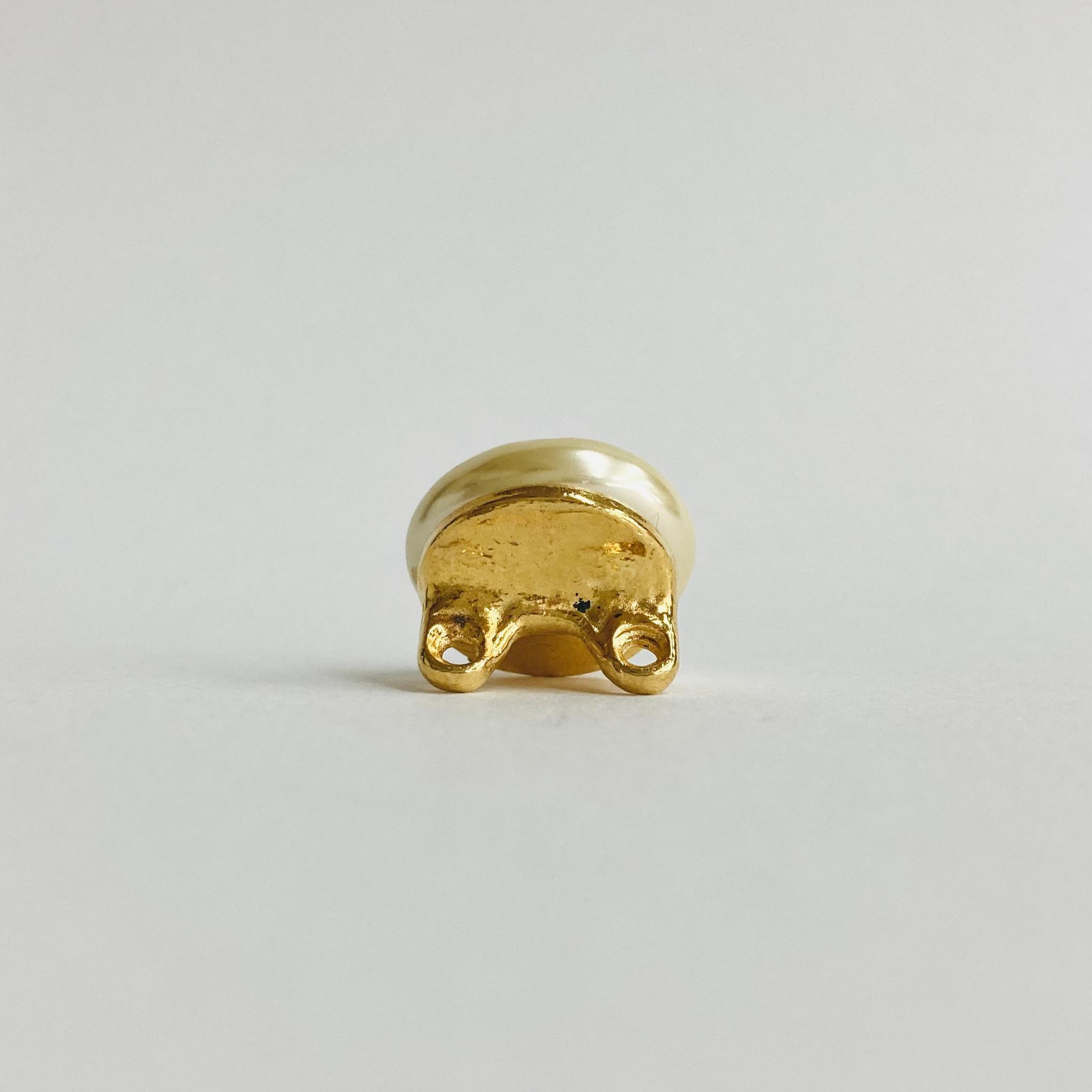 【ビンテージ】2連用パーツ/ガラスバロックカボションパール/約16.5mm/クリームベージュイエロー/日本製 | 4枚目