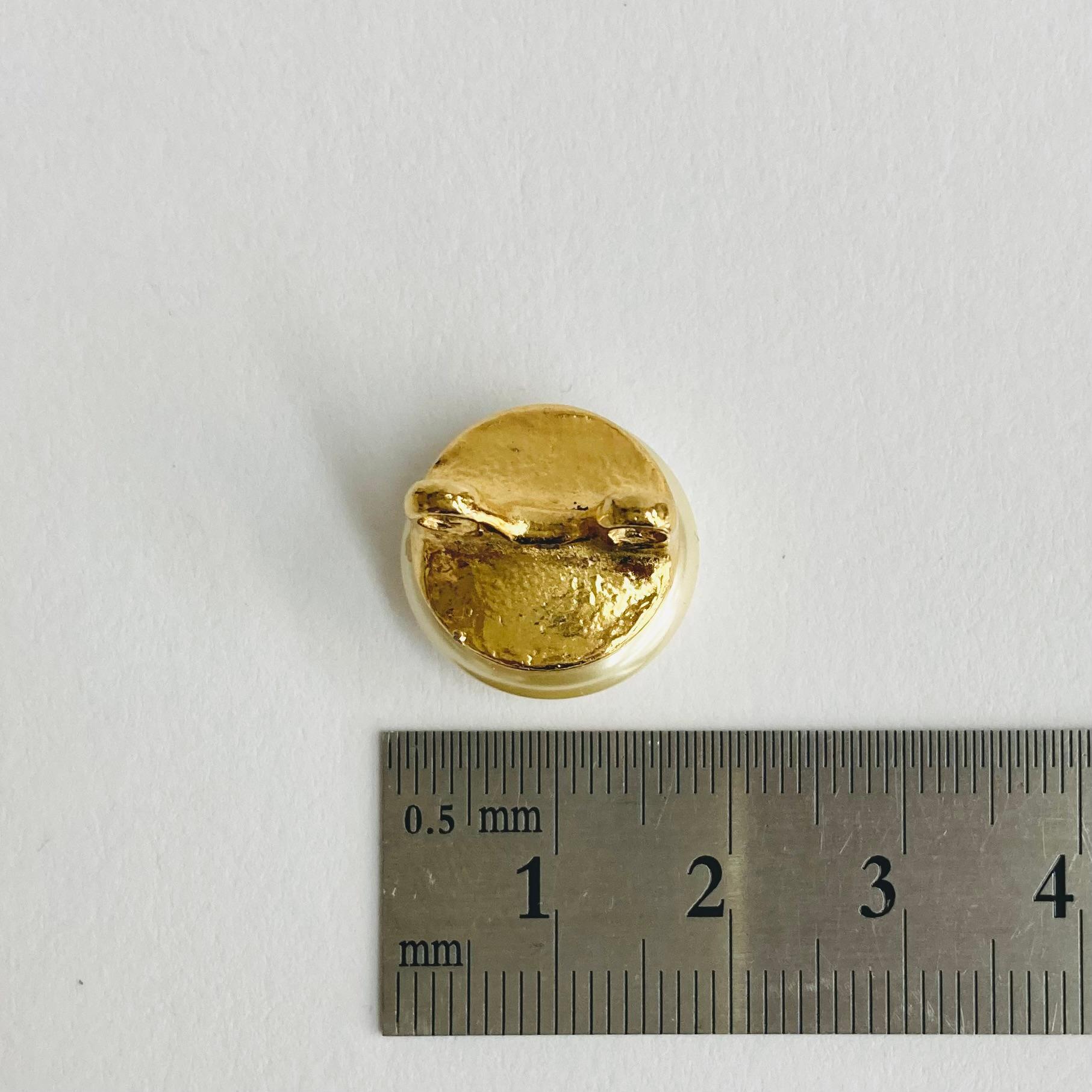 【ビンテージ】2連用パーツ/ガラスバロックカボションパール/約16.5mm/クリームベージュイエロー/日本製 | 8枚目