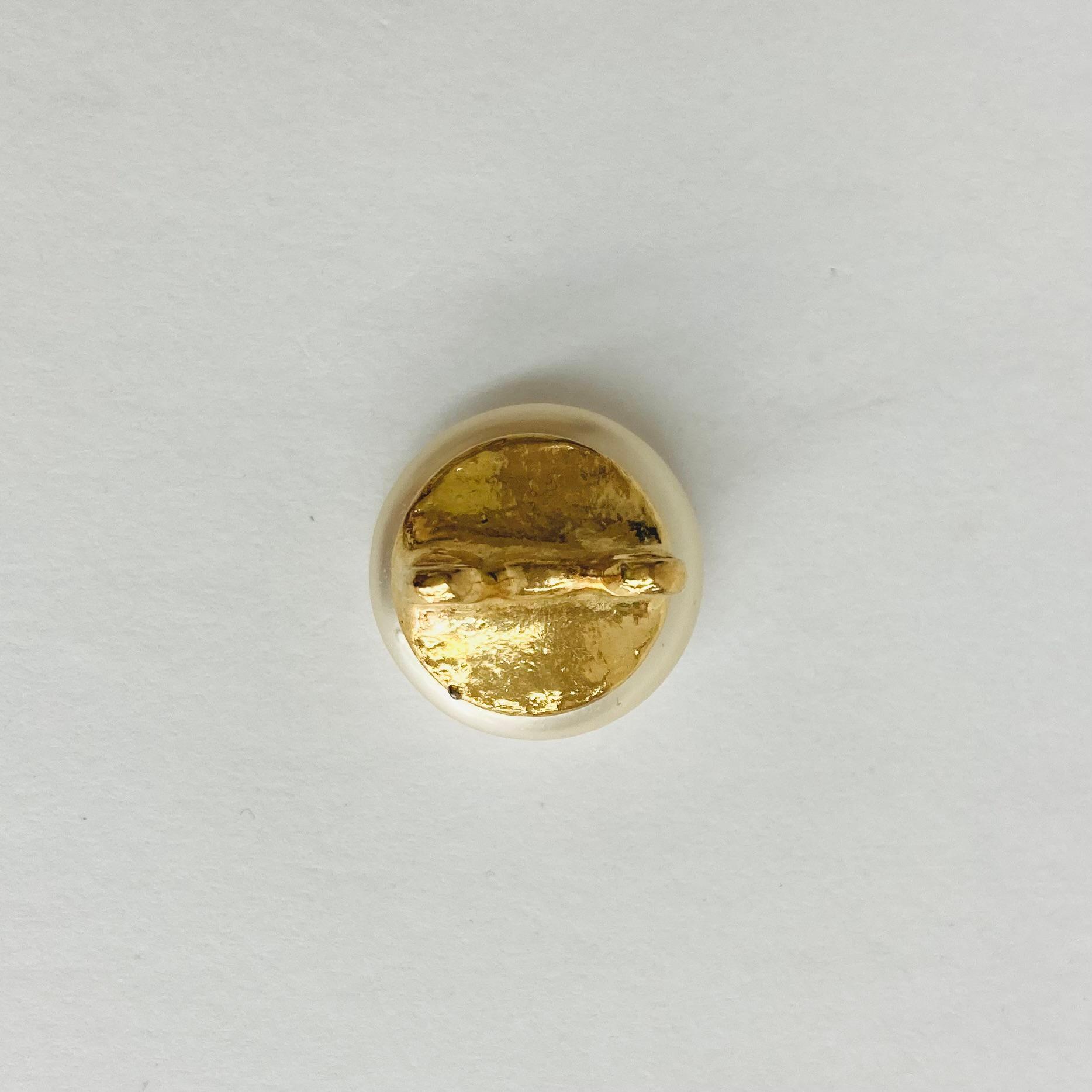 【ビンテージ】2連用パーツ/樹脂ラウンドカボションパール/約18mm/クリームイエロー/日本製 | 7枚目