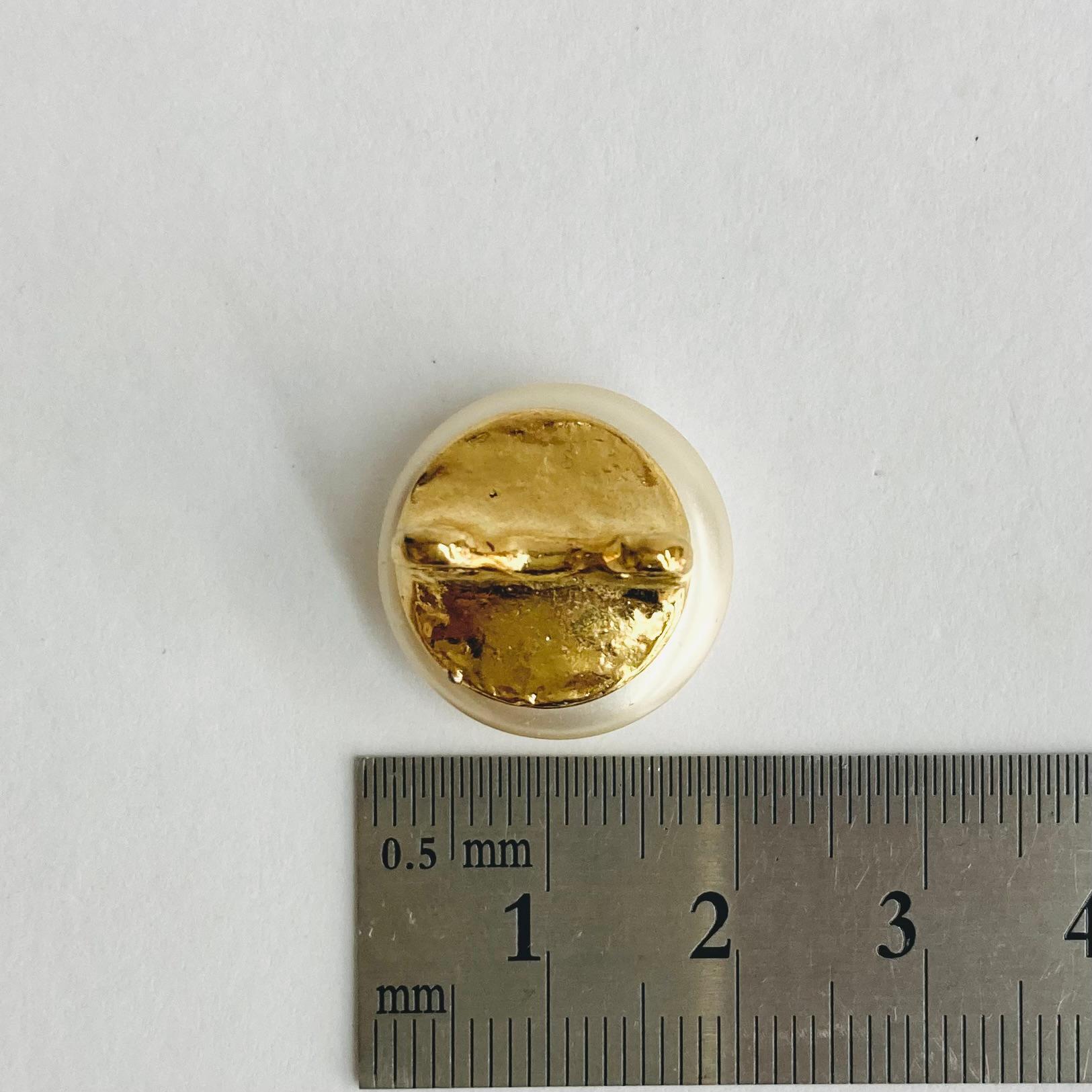 【ビンテージ】2連用パーツ/樹脂ラウンドカボションパール/約18mm/クリームイエロー/日本製 | 9枚目