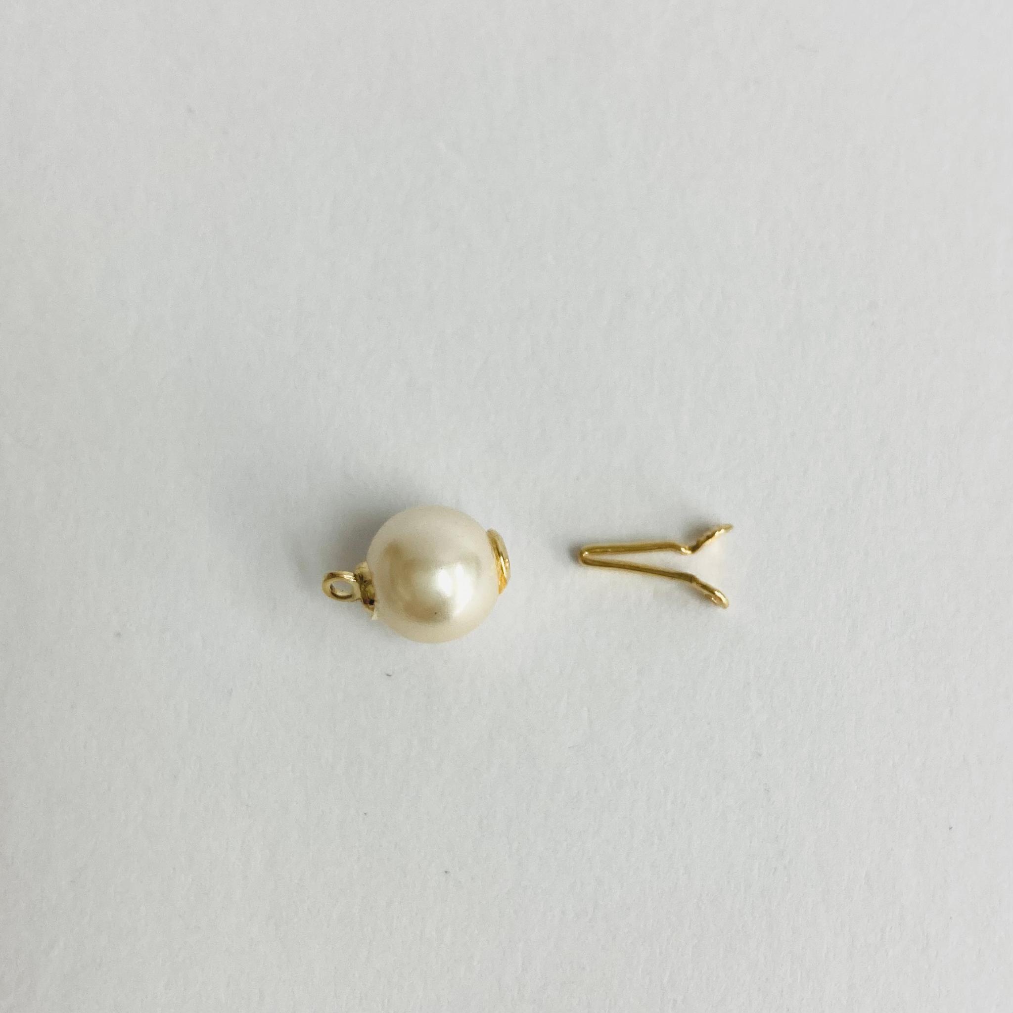 【vintage】樹脂パールクラスプ/クリーム/ゴールドメッキ/鉄砲カン/1ヶ入/made in japan | 3枚目