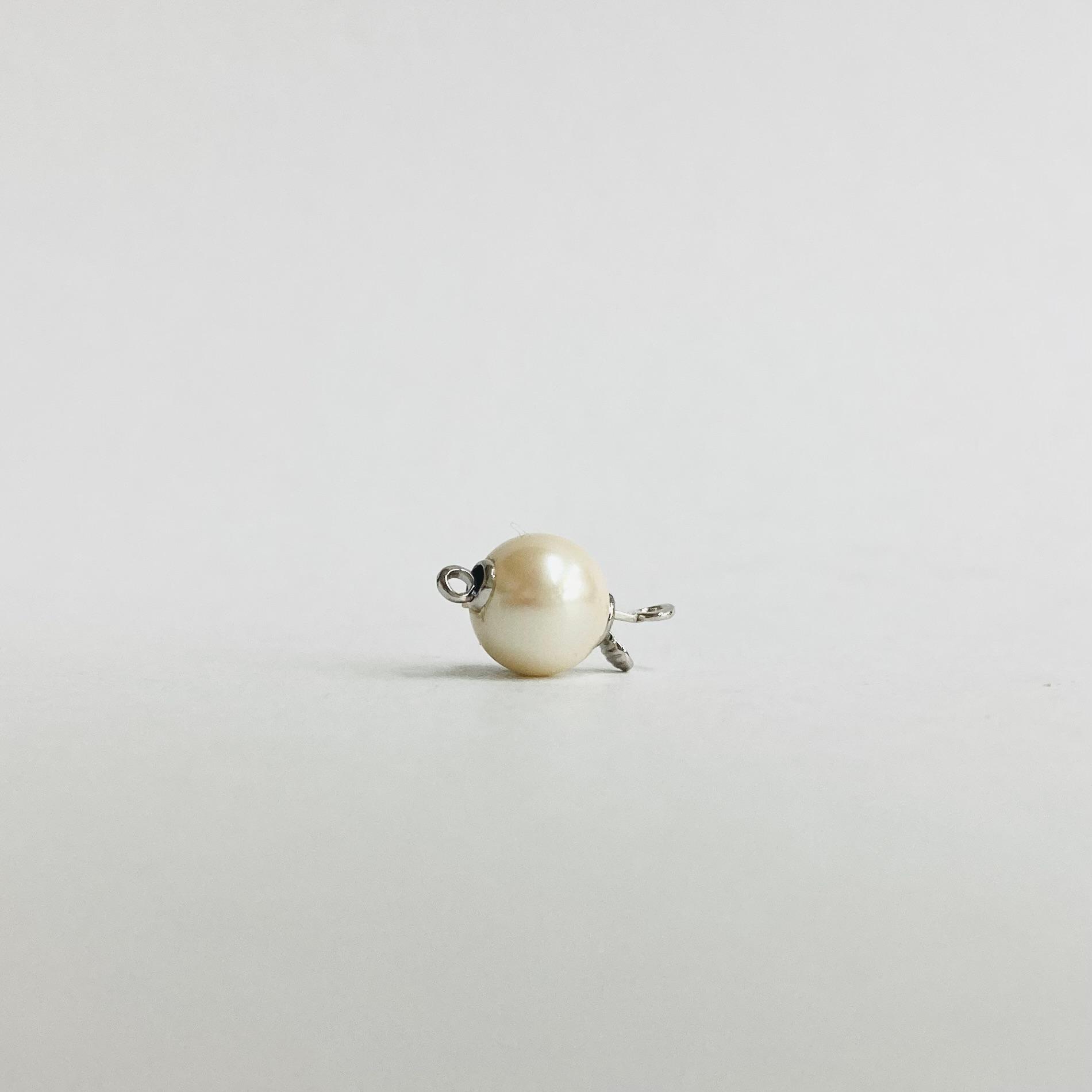 【vintage】樹脂パールクラスプ/クリーム/ロジウムメッキ/鉄砲カン/1ヶ入/made in japan | 2枚目