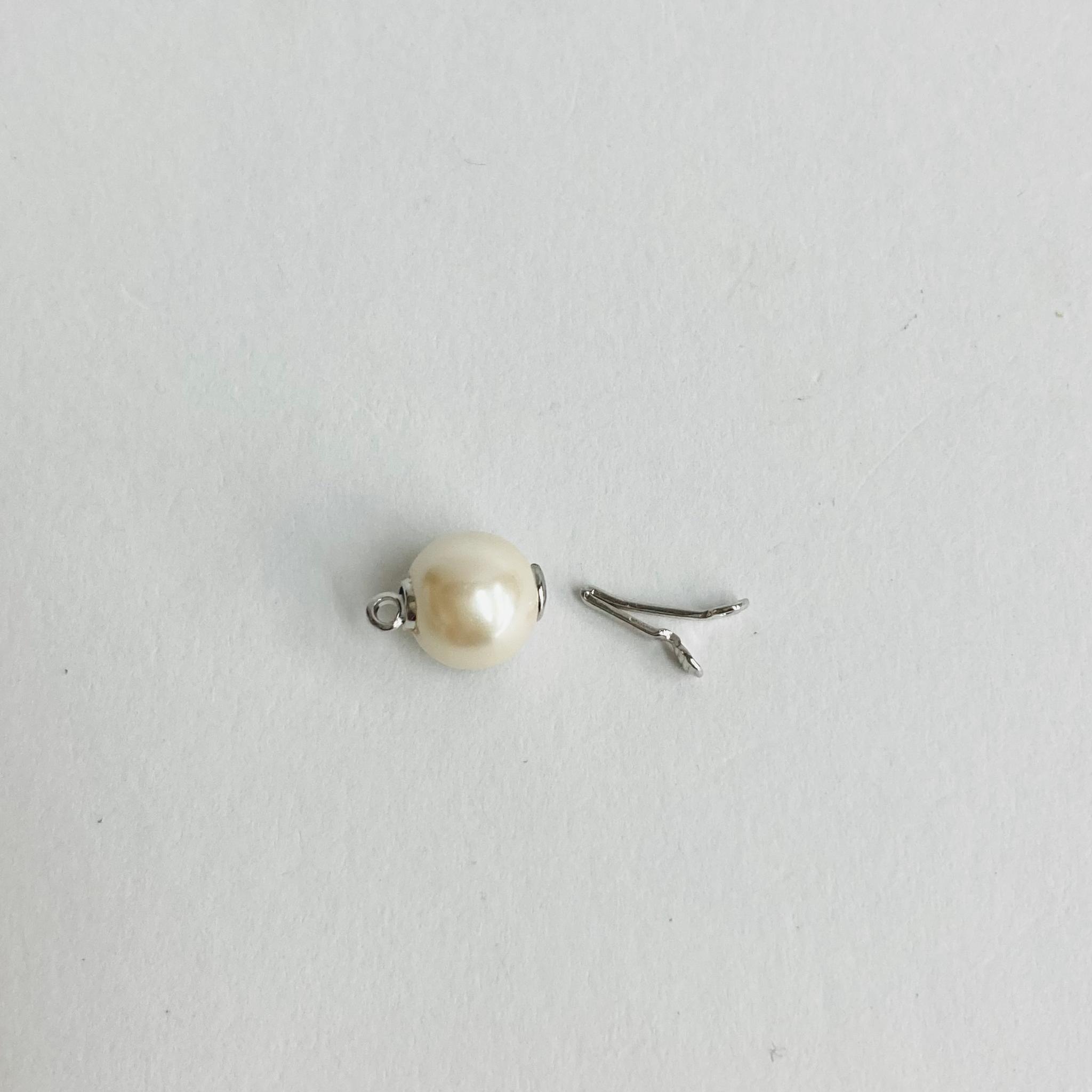 【vintage】樹脂パールクラスプ/クリーム/ロジウムメッキ/鉄砲カン/1ヶ入/made in japan | 3枚目