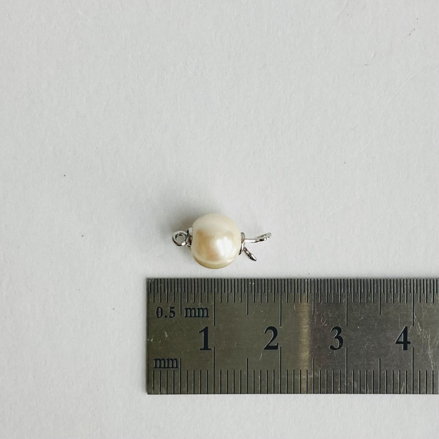 【vintage】樹脂パールクラスプ/クリーム/ロジウムメッキ/鉄砲カン/1ヶ入/made in japan | 4枚目