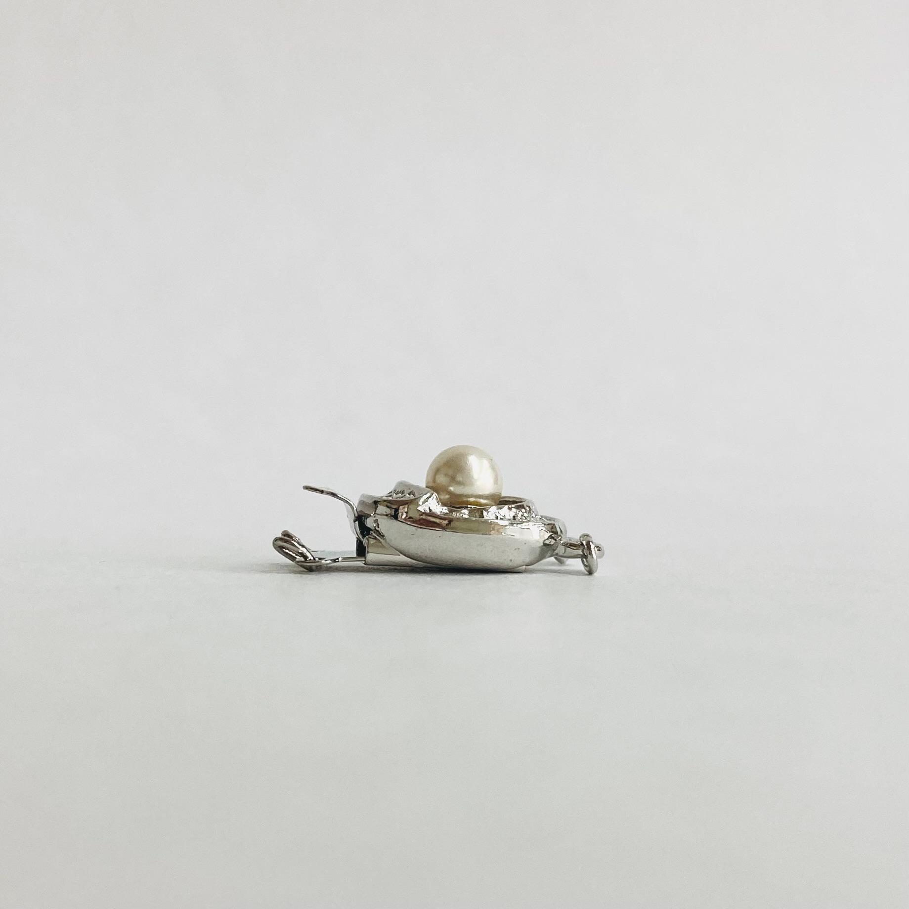 【vintage】2連用デザインクラスプ/樹脂パール付き/11x20mm/R/made in japan | 2枚目