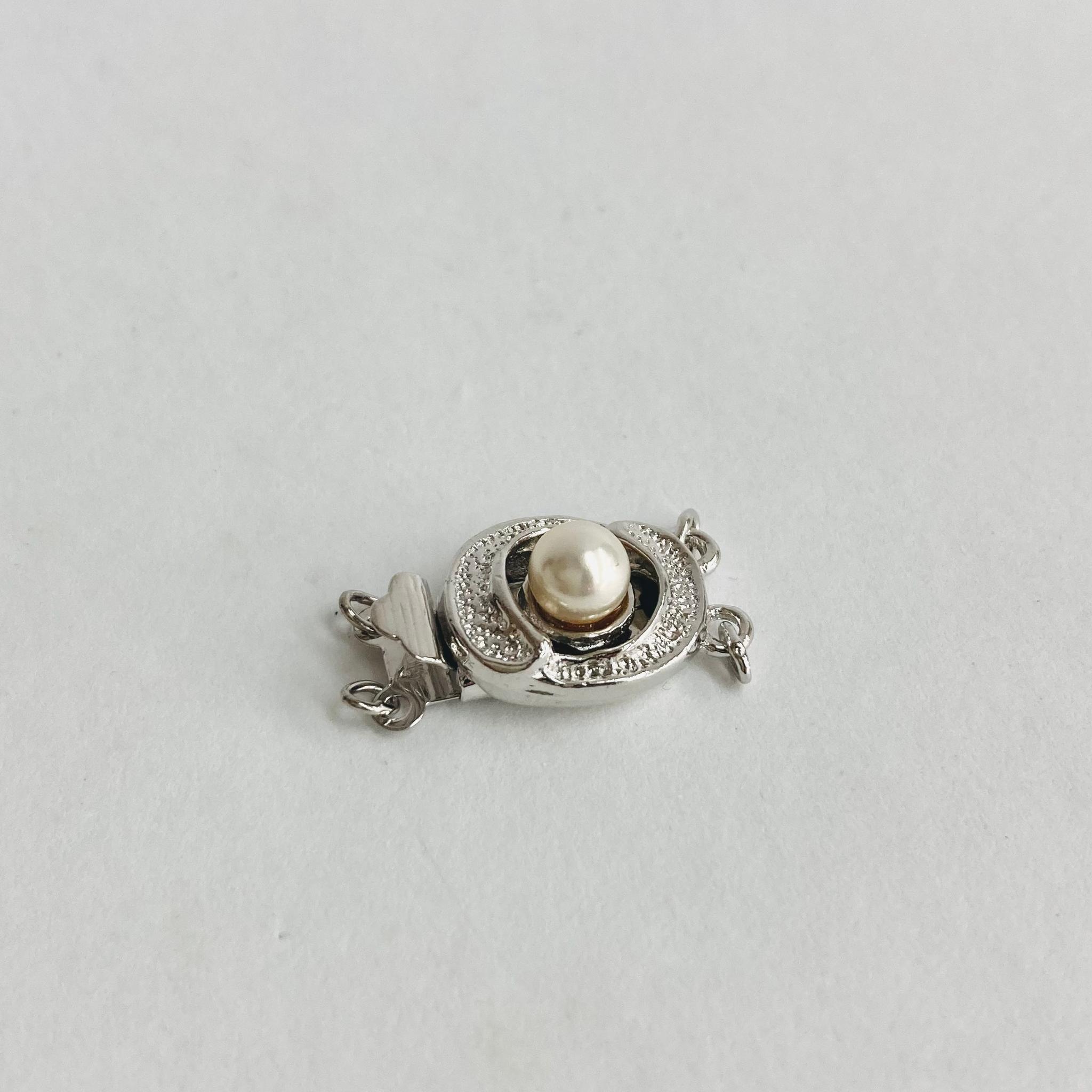 【vintage】2連用デザインクラスプ/樹脂パール付き/11x20mm/R/made in japan | 3枚目