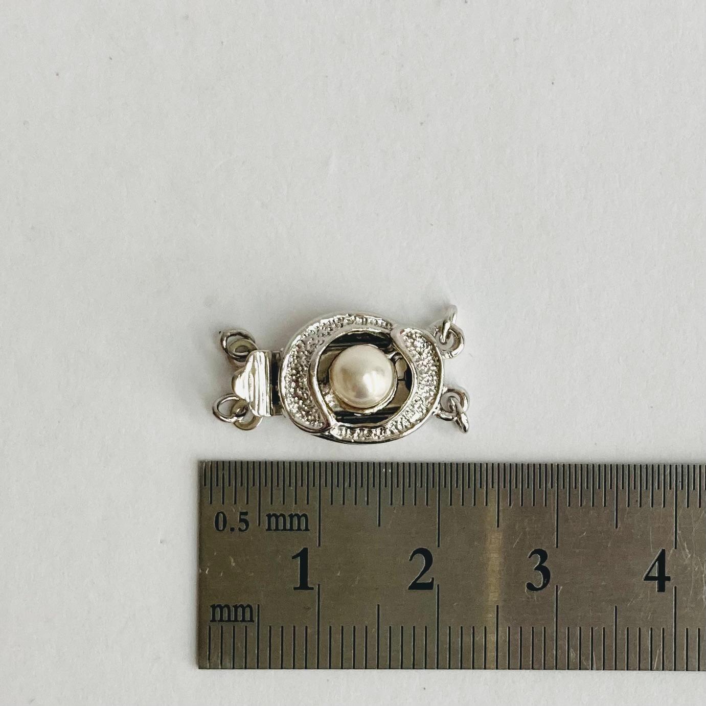 【vintage】2連用デザインクラスプ/樹脂パール付き/11x20mm/R/made in japan | 5枚目