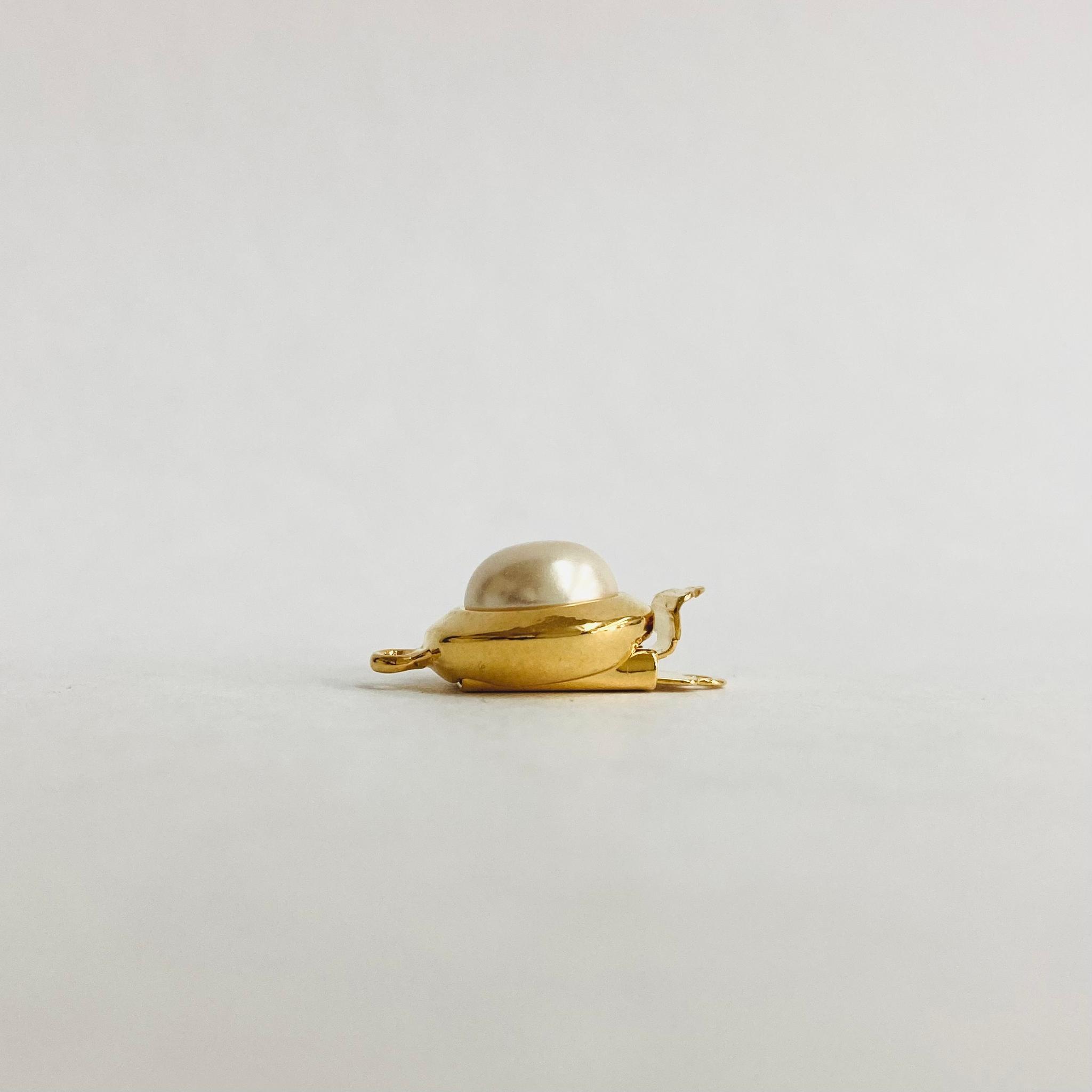 【vintage】1連用デザインクラスプ/樹脂パール付き/12x19mm/G/made in japan | 2枚目