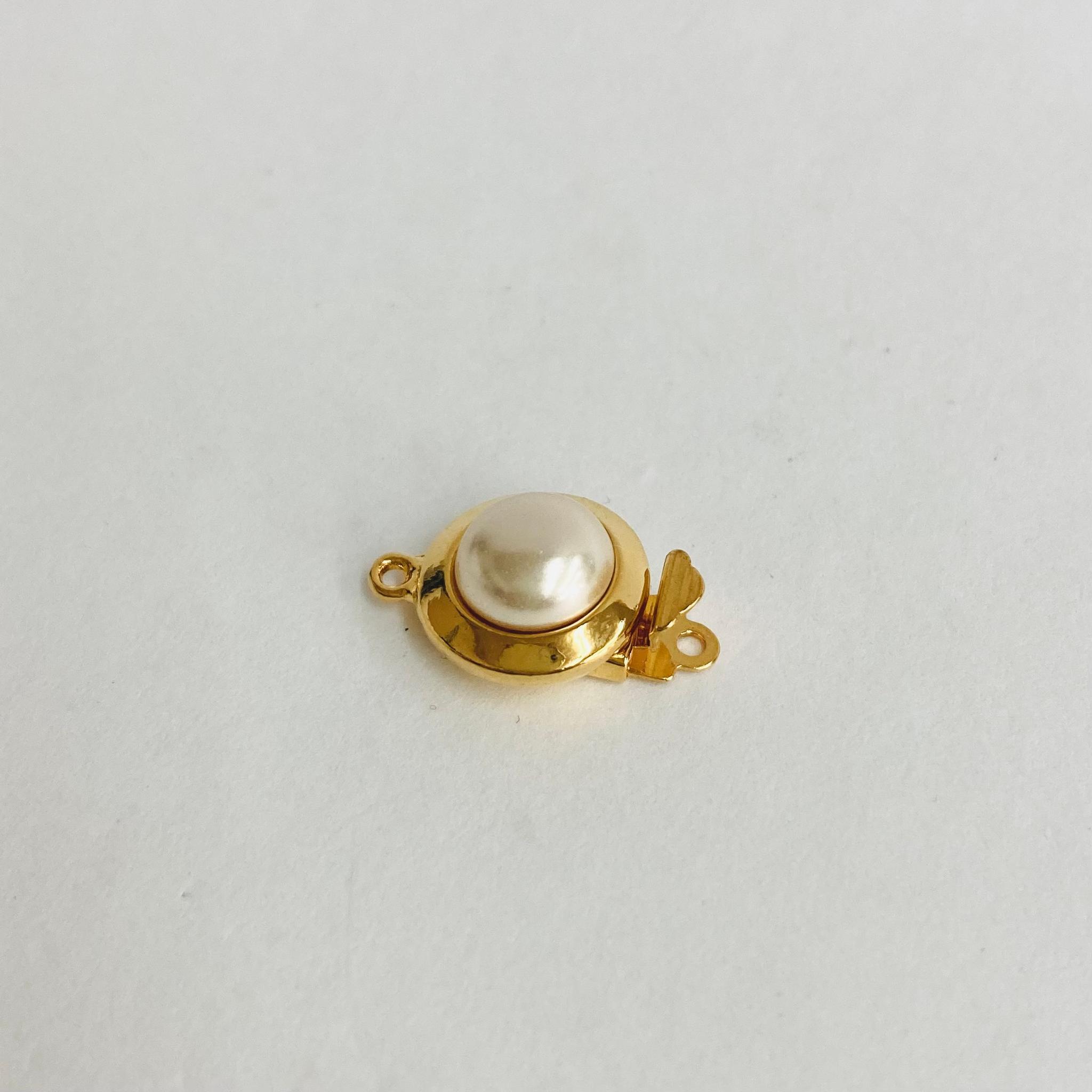 【vintage】1連用デザインクラスプ/樹脂パール付き/12x19mm/G/made in japan | 3枚目