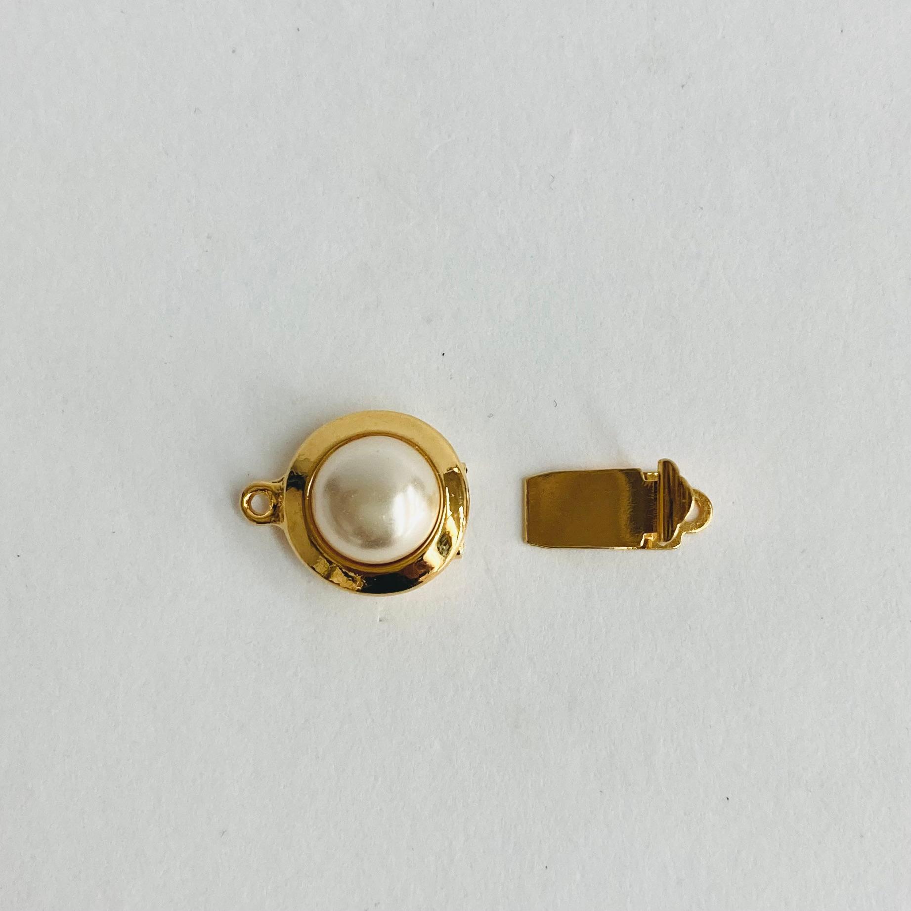 【vintage】1連用デザインクラスプ/樹脂パール付き/12x19mm/G/made in japan | 4枚目