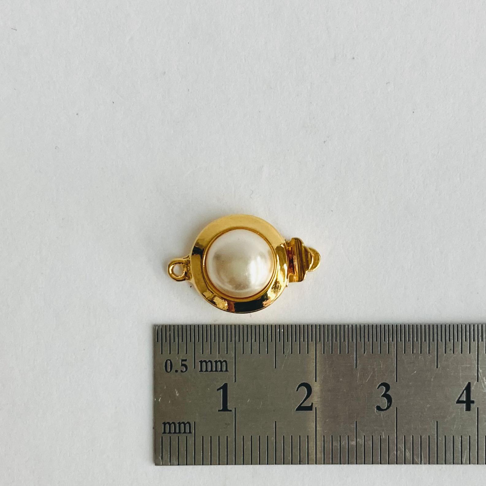 【vintage】1連用デザインクラスプ/樹脂パール付き/12x19mm/G/made in japan | 5枚目