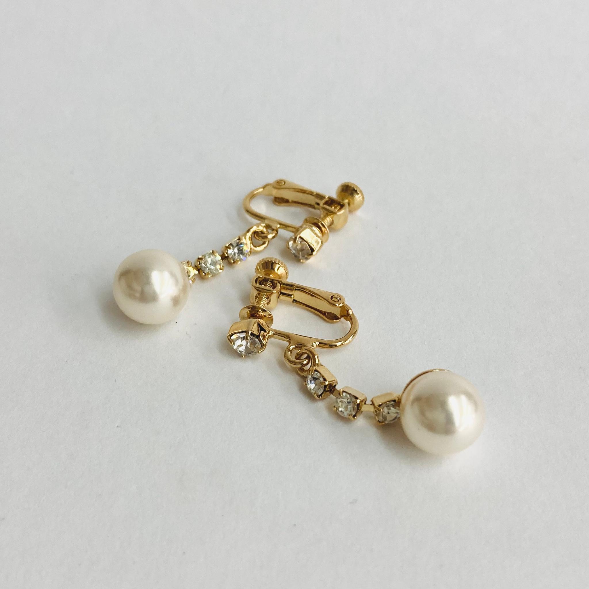 樹脂パール+ビジューイヤリング/10mm/ホワイトベージュ/G/made in japan | 4枚目