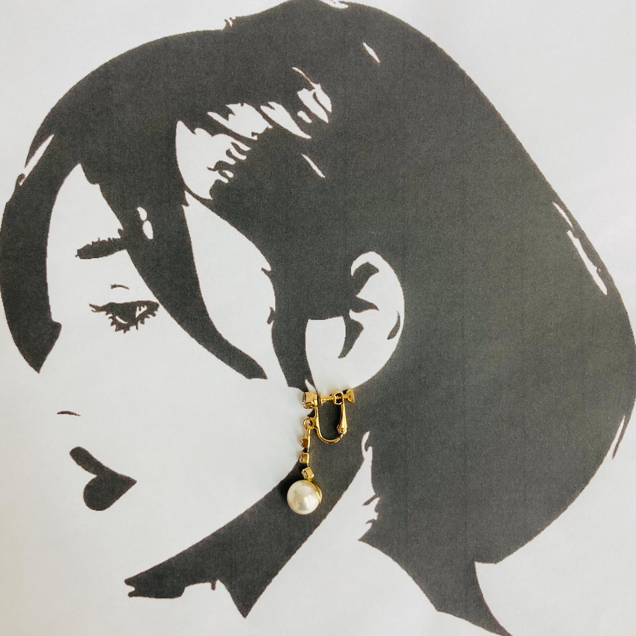 樹脂パール+ビジューイヤリング/10mm/ホワイトベージュ/G/made in japan | 6枚目