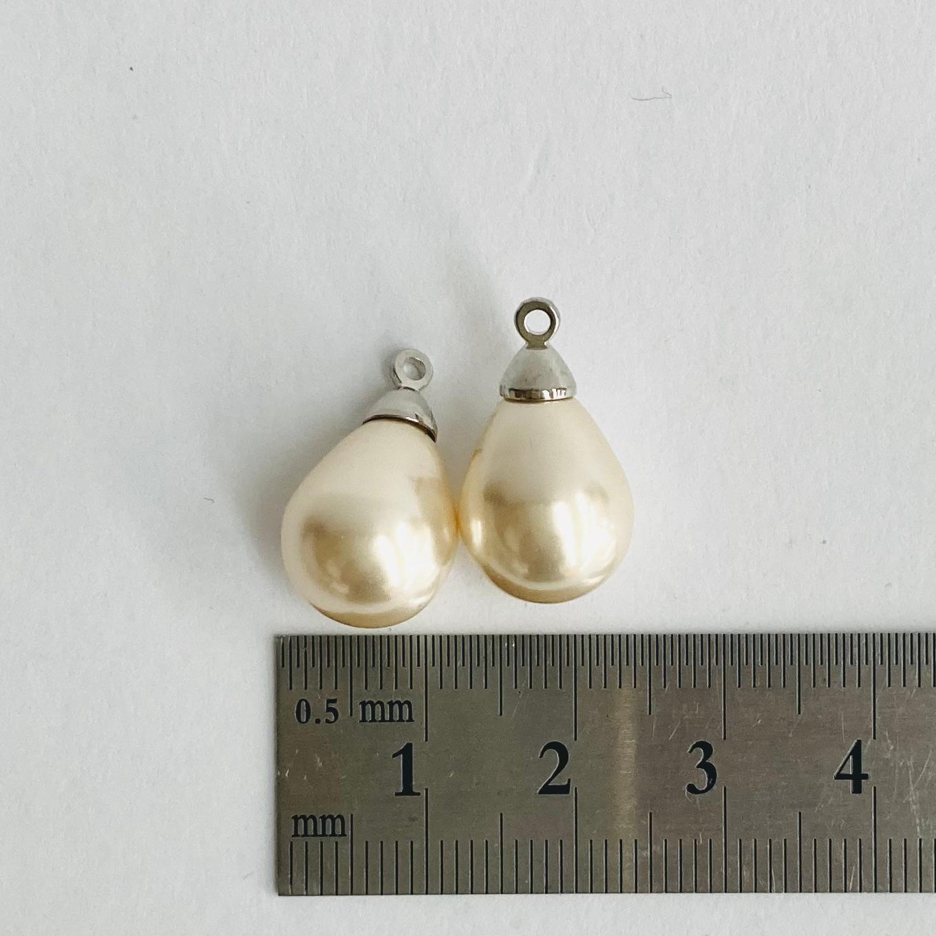 樹脂しずくパール/ロジウムヒートン付/約11x19mm/ホワイトベージュ/2ヶ入/made in japan | 5枚目