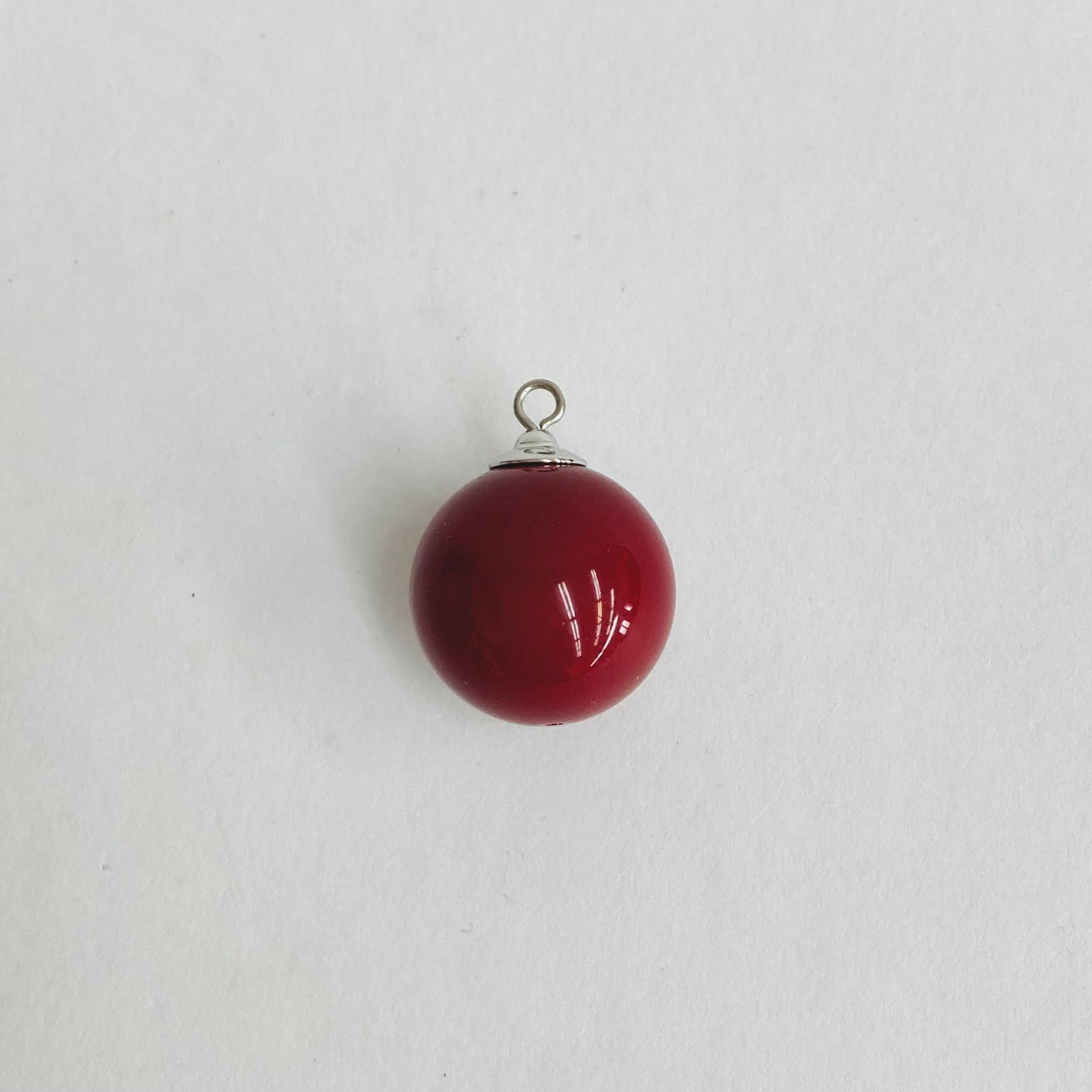 ガラスラウンドビーズ/ヒートン付/約16mm/RED/1ヶ入/made in japan | 2枚目