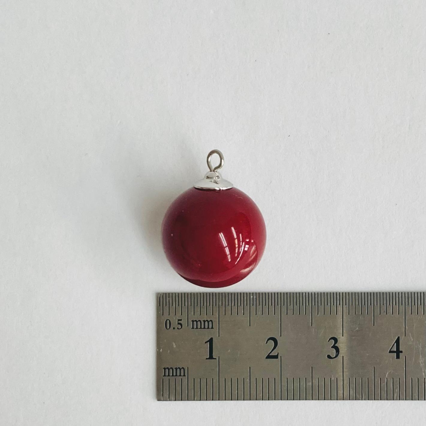 ガラスラウンドビーズ/ヒートン付/約16mm/RED/1ヶ入/made in japan | 6枚目